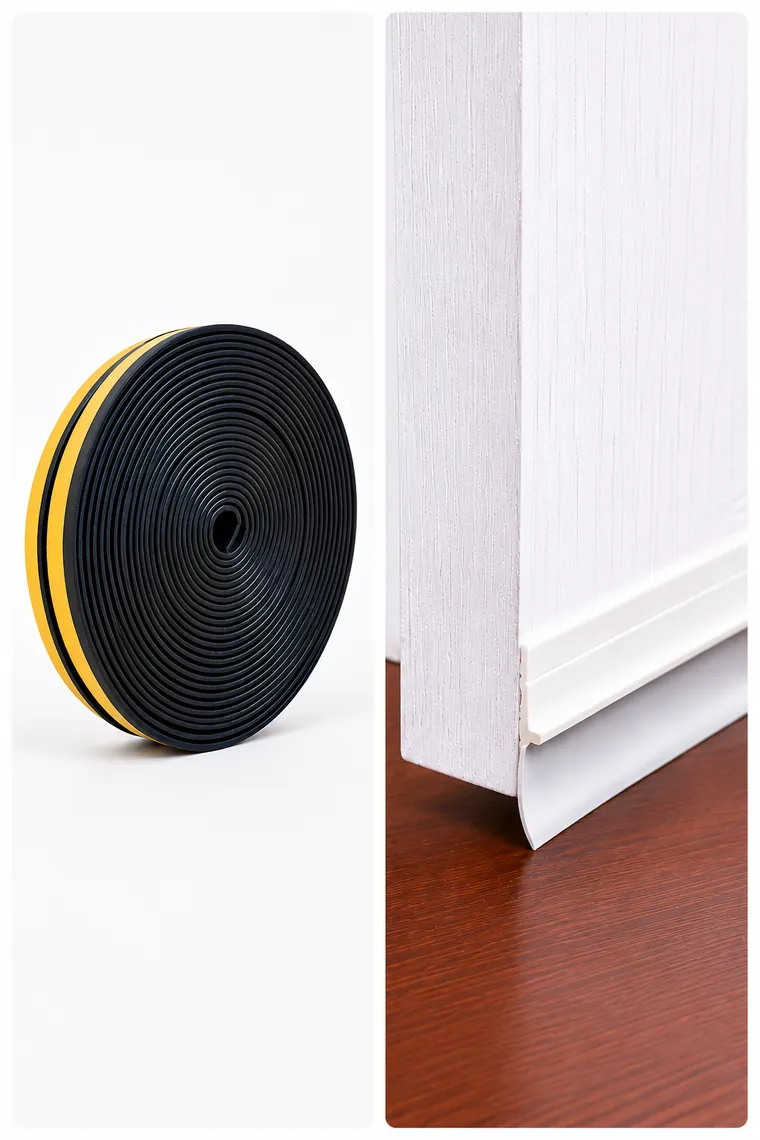 Quality door draught seal and a fitted door bottom draught stopper